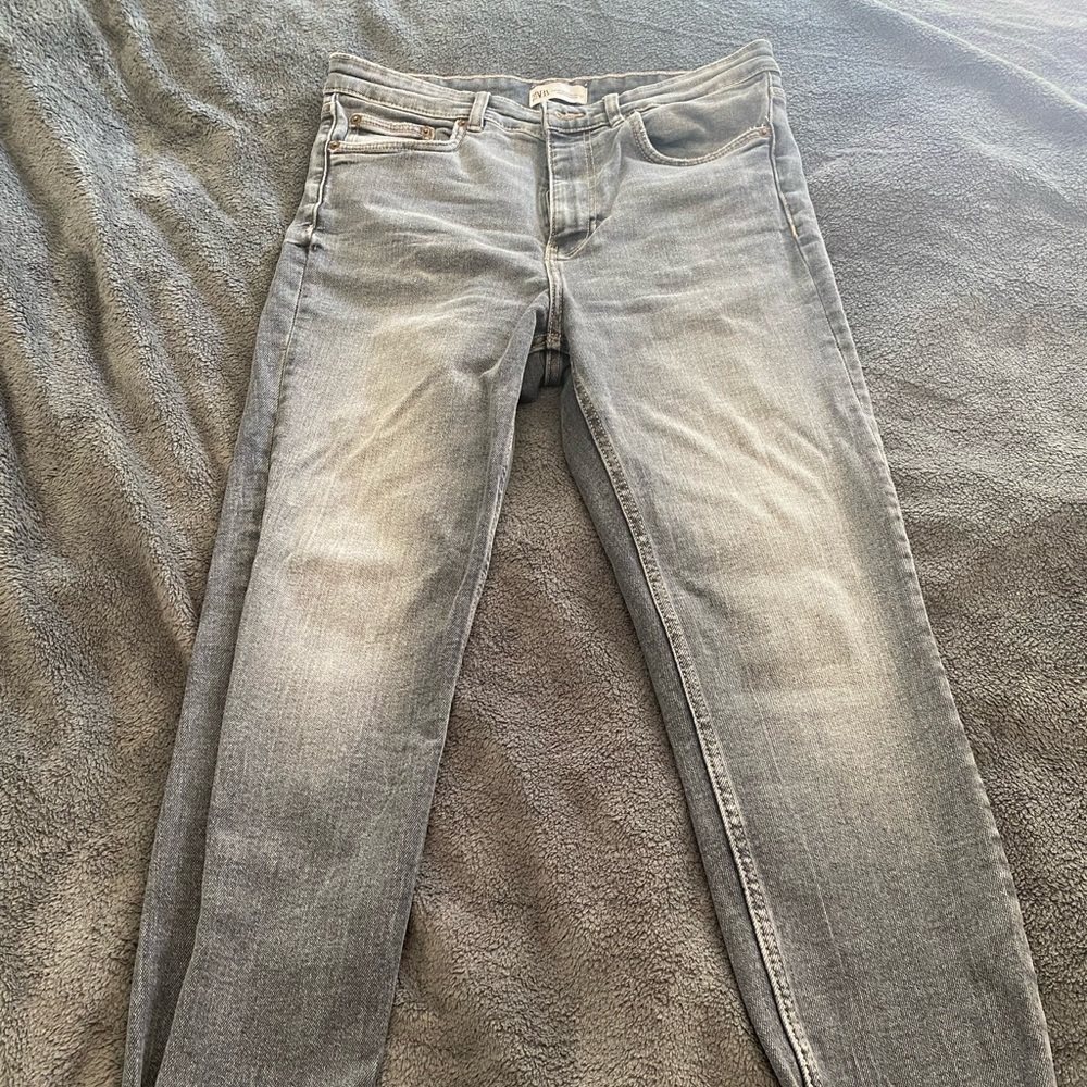 Zara Grey washed Stretchy Jeans Size 10/42